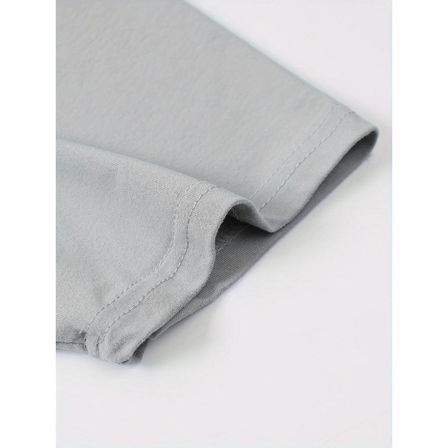 Men's Summer Casual Loose Size 100% Cotton Letter Print Round Neck Short Sleeve T-shirt Top