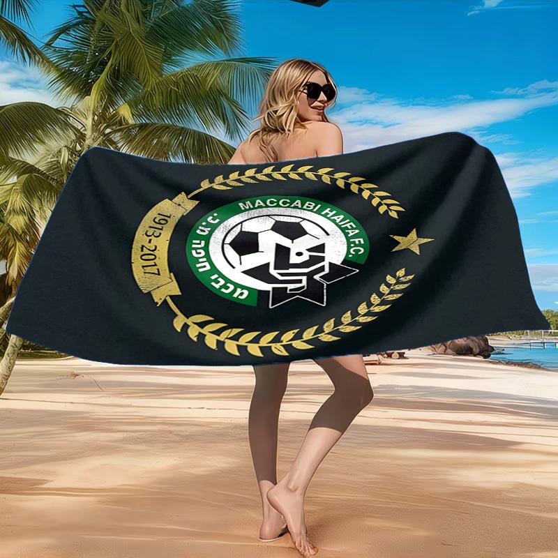 Maccabi Football Club Printed Microfiber Beach Towel, Soft And Absorbent, Quick-Dry, Ideal for Summer Travel, Beach Essential, Swimming Pool