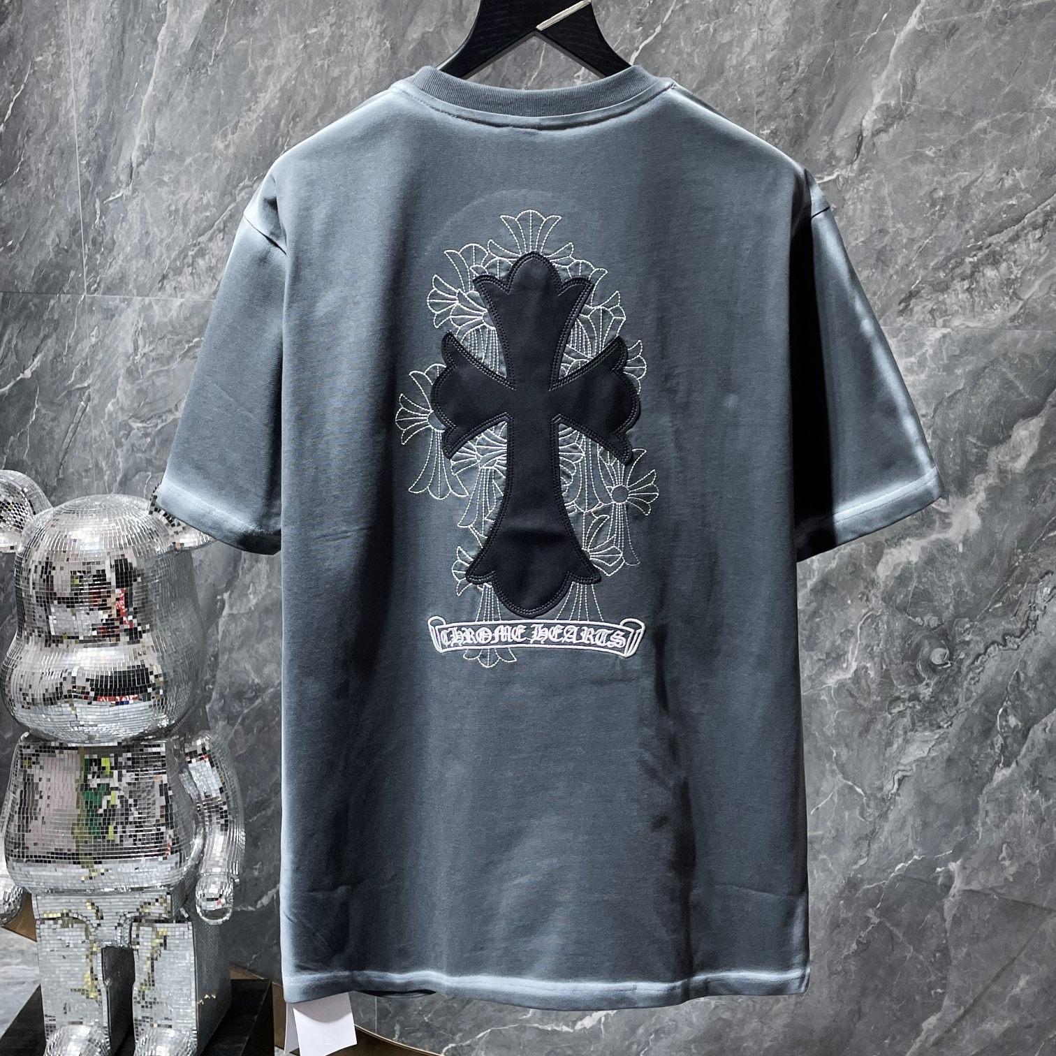 

8550 ХРОМІЗОВАНІ СЕРДЕЧКА 2025 Літня нова чоловіча та жіноча футболка з круглим вирізом, вільного крою, великого розміру, для пар L сірий