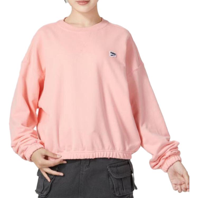 Puma Sports Casual Short Sleeve Crewneck Sweatshirt Women Sweatshirt Pink 623455-63