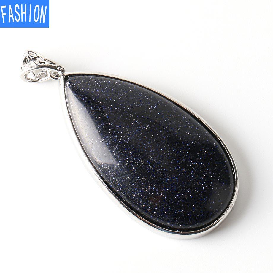

Большой кулон с каплей воды, женский натуральный камень, аметист, порошок, кристалл, лазурит, кулон, простой стиль 1pcbluesand