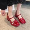 Fashion Fashion Platform Pumps for Women 2025 Spring New Strap Thick Heels Mary Jane Shoes Woman Round Toe High Heel Party Single Shoe