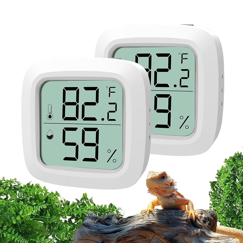 Reptile Thermometer and Hygrometer – Fast Accurate LCD Digital Temp & Humidity Meter for Bearded Dragon Tank Accessories, Lizard, Snake, Turtle,