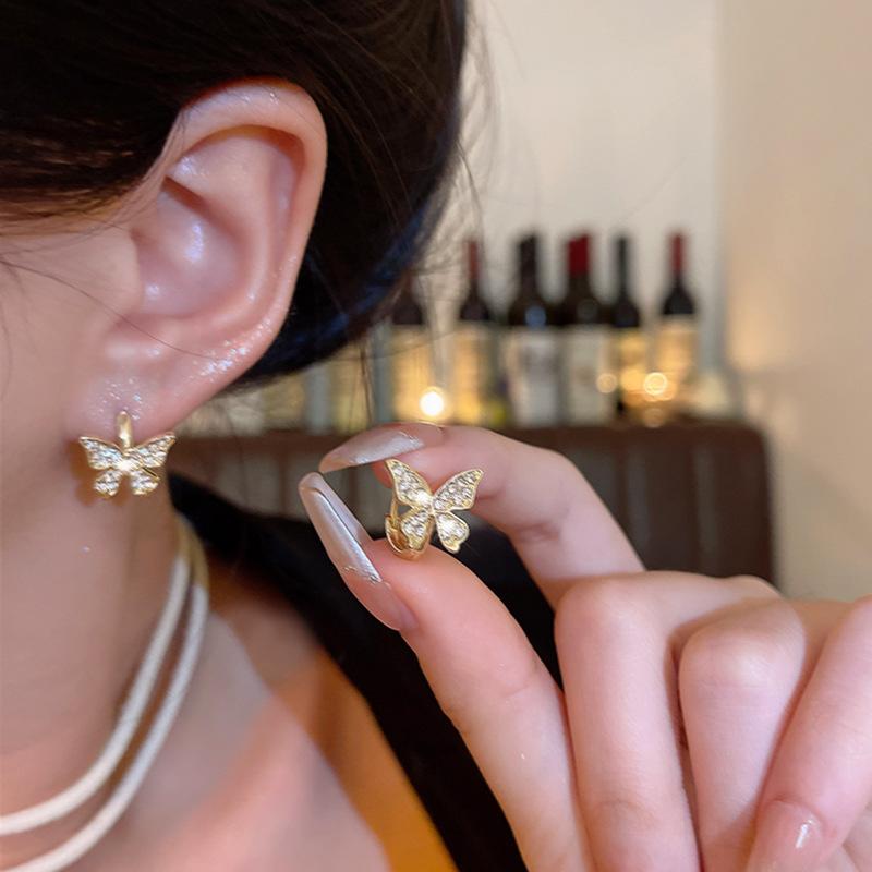 Full Diamond Butterfly Ear Buckle Women s Unique Design Earrings Annual Ears