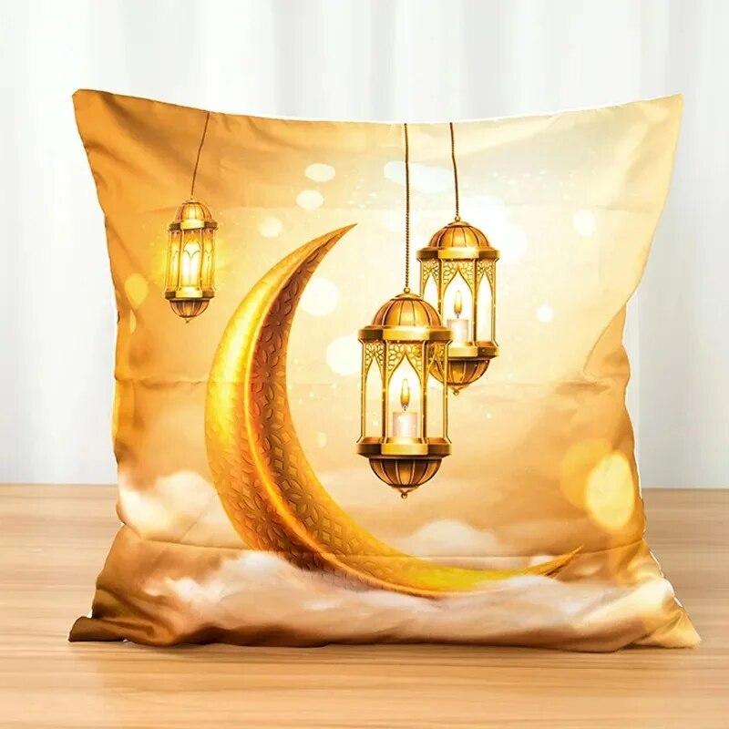 2024 Eid Mubarak Home Decoration Pillowcases Islamic Ramadan Decoration Mosque Muslim Pillowcases