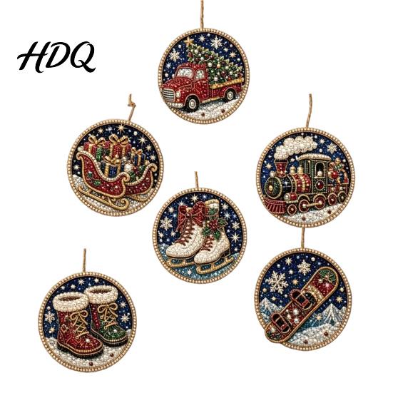 Decoratieve Kunstmatige Parel Kunst Decoraties 6 Stuks/Set Kerst DIY Kit Hangende Decoraties Knutselpakket met Ronde Bedels Parels Vakantie Strass voor