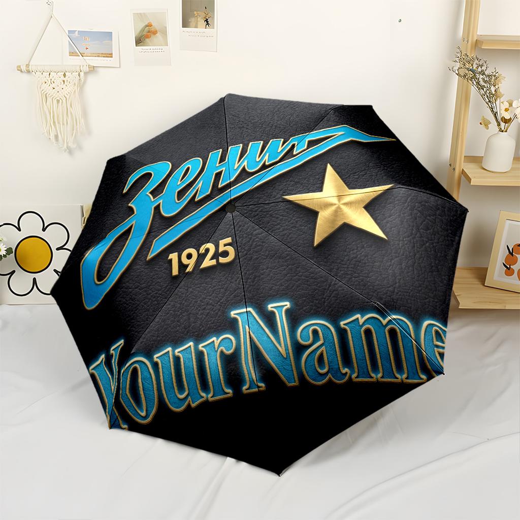Fc Zenit Customize Your Name Umbrella Outdoor Automatic Umbrella Compact 8-Rib Lightweight Sturdy Construction All-Season Travel Elegant