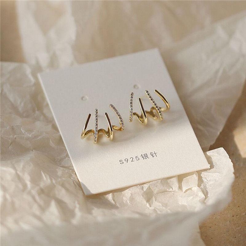 

Элегантные серьги из серебра S925 с цирконом с четырьмя крапанами