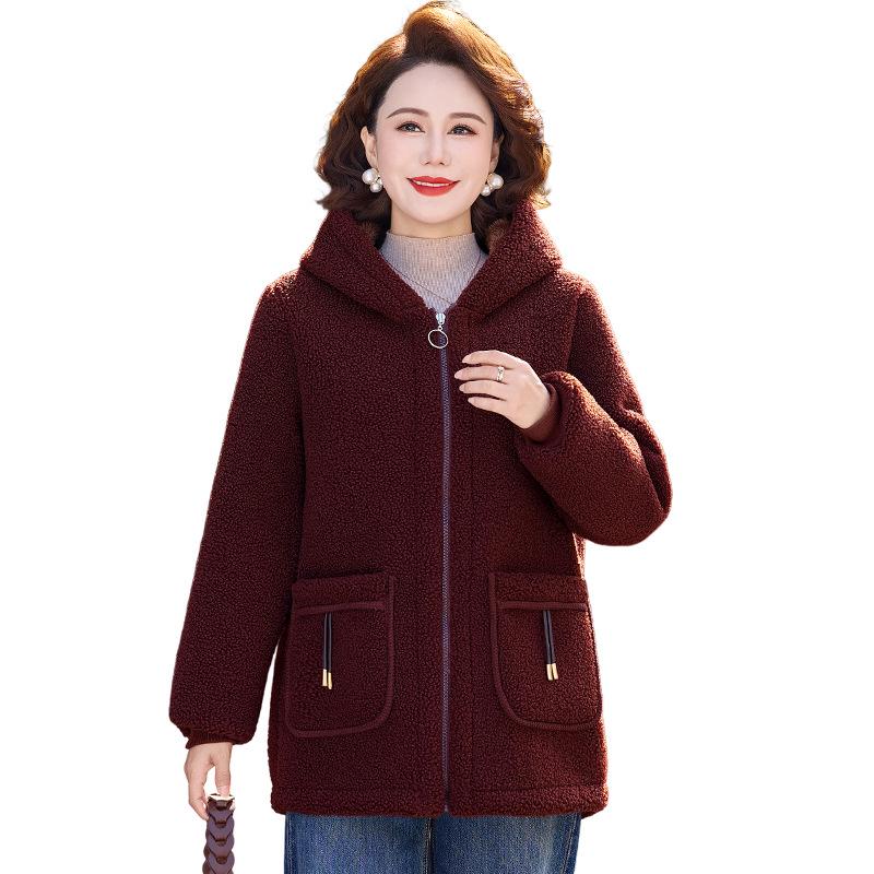 2025 Fashionable Sherpa Coat for Middle-aged & Elderly Women - Stylish, Cotton-Padded Jacket