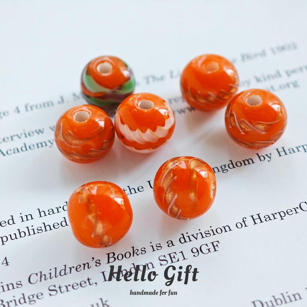 12mm West Asian Threaded Ribbon Candy Color Round Glass Beads for DIY Handmade Crafts