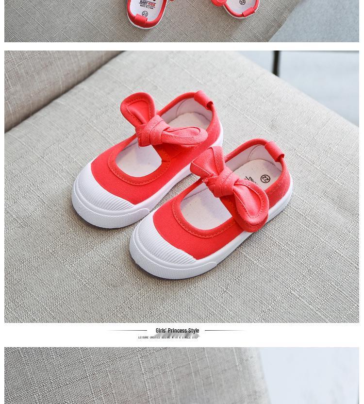 Korean Style Girls' Princess Canvas Velcro Shoes - Soft Sole for Spring & Autumn