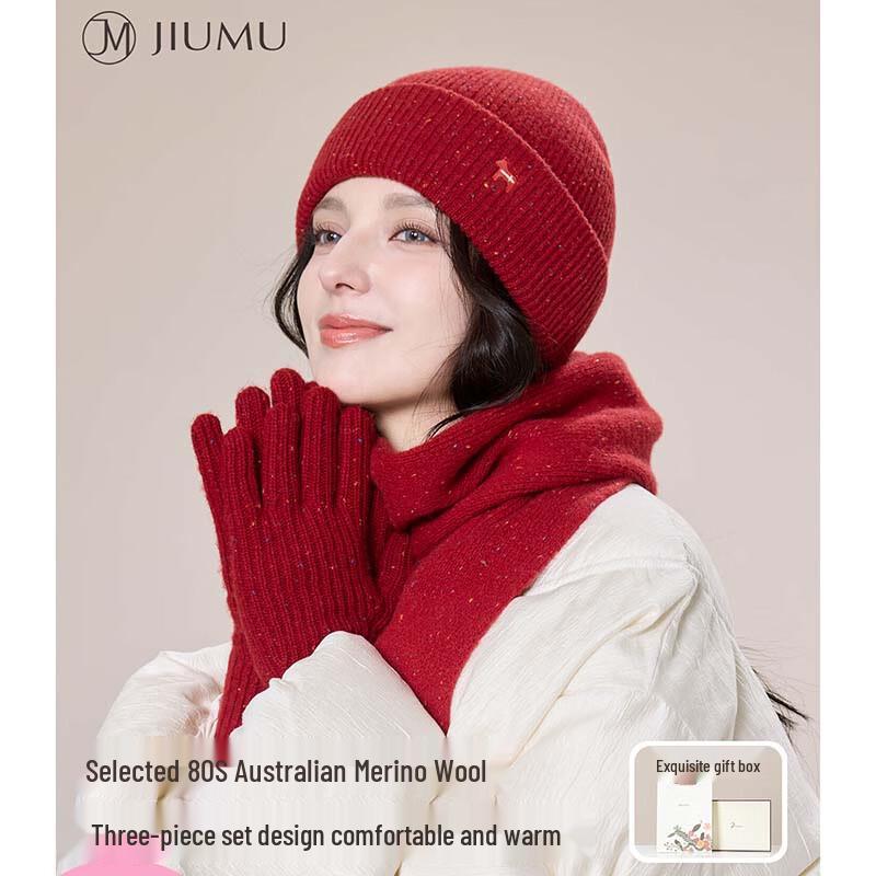 

JIUMU Women s Wool Winter Scarf, Hat & Gloves Set One Size