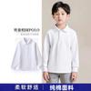 Kids Cotton Long Sleeve Polo Shirt White School Uniform Top for Boys and Girls Autumn Spring