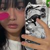 Black Cat Ink Painting Phone Case For iPhone 17 16 15 14 13 12 11 Pro Max XR XS MAX 7 8 PLUS INS Cat Ears Transparent Cover