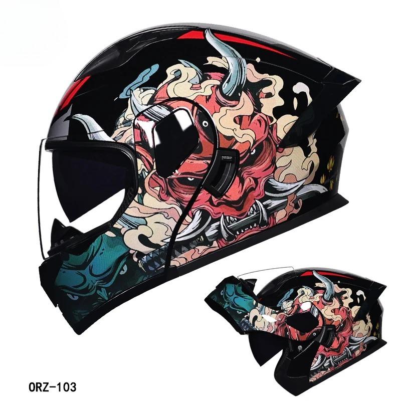 's Latest High-quality Motorcycle Modular Flip Helmet ABS Material Dual Lens Full Helmet DOT Batch
