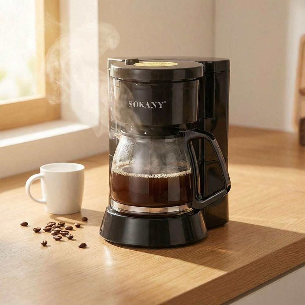 Kompakte 600ml Filterkaffeemaschine 6 Tassen Kapazität für den Heimgebrauch Inklusive Permanentfilter 450W