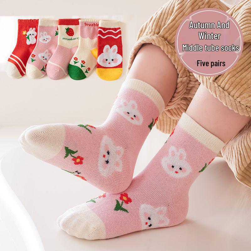 Herbstliche Wadenlange Cartoon-Socken für Kinder, Alter 1-3, Jungen & Mädchen