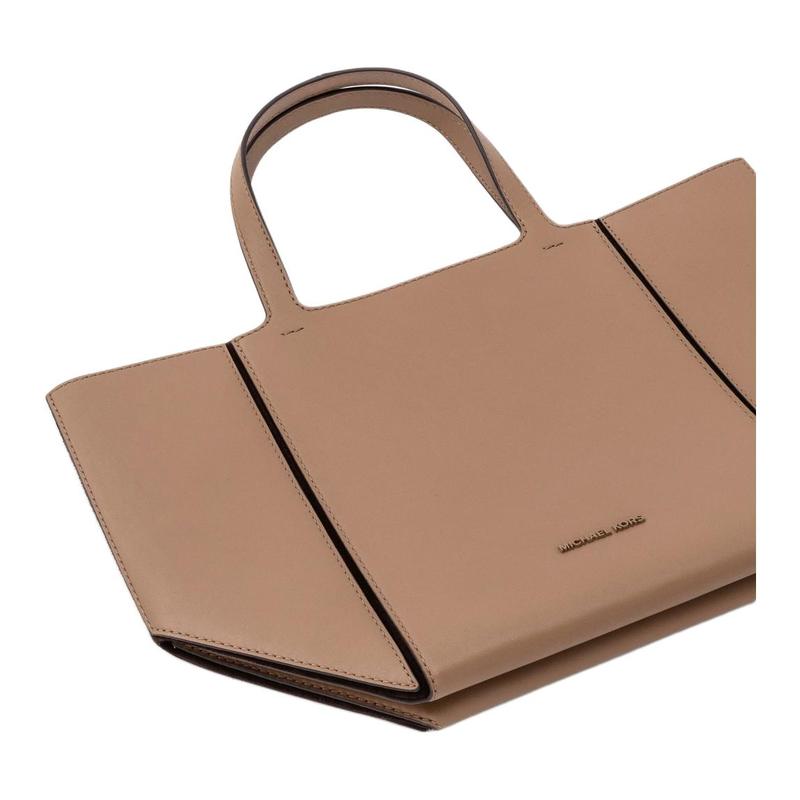 Michael Kors Jordi Brand Logo Tote Bag Tote Bag Shopping Bag Cow Leather Handbag Medium Women's Beige