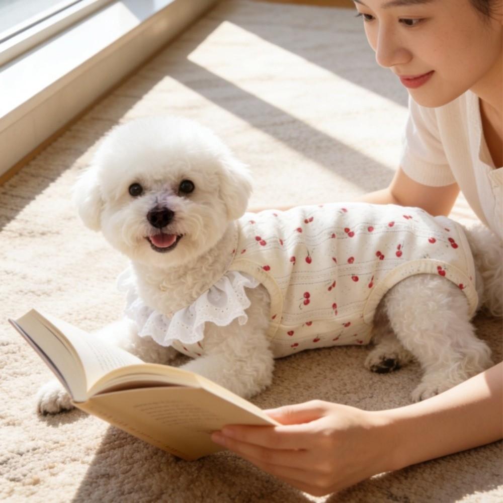 Bow Print Dog T-Shirt Breathable Summer Pet Vest Fashion Dog Pajamas  Spring Summer Season