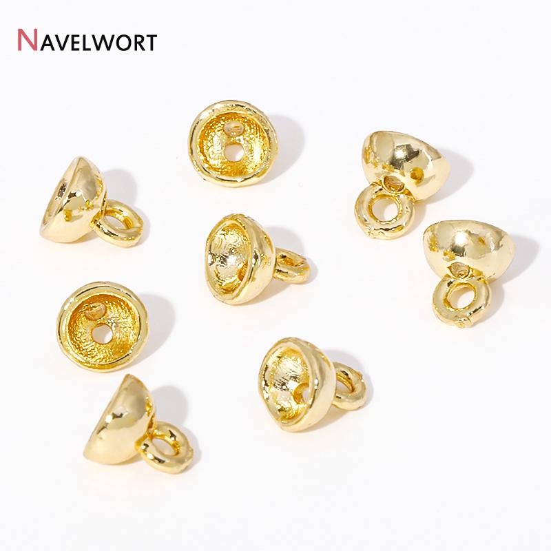 10/20Pcs Gold Plated Brass Crimp Beads,End Caps For Jewelry Making,Caps For Bracelet,Supplies For Jewelry,DIY Accessories