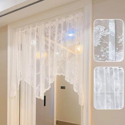 Fashion Lace Window Curtain Curved Butterfly Kitchen Curtains Short White Half Curtain Home Decorative