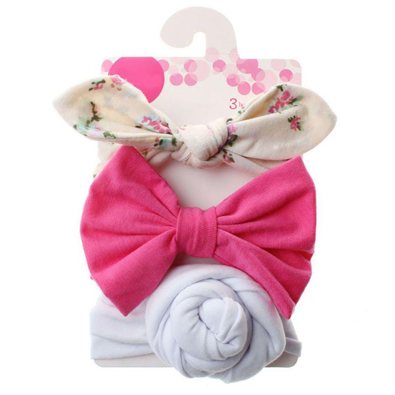3Pcs/set Knot Rabbit Lovely Beautiful Sweet Headwear Kids Headband Girls Floral Bow Hairband