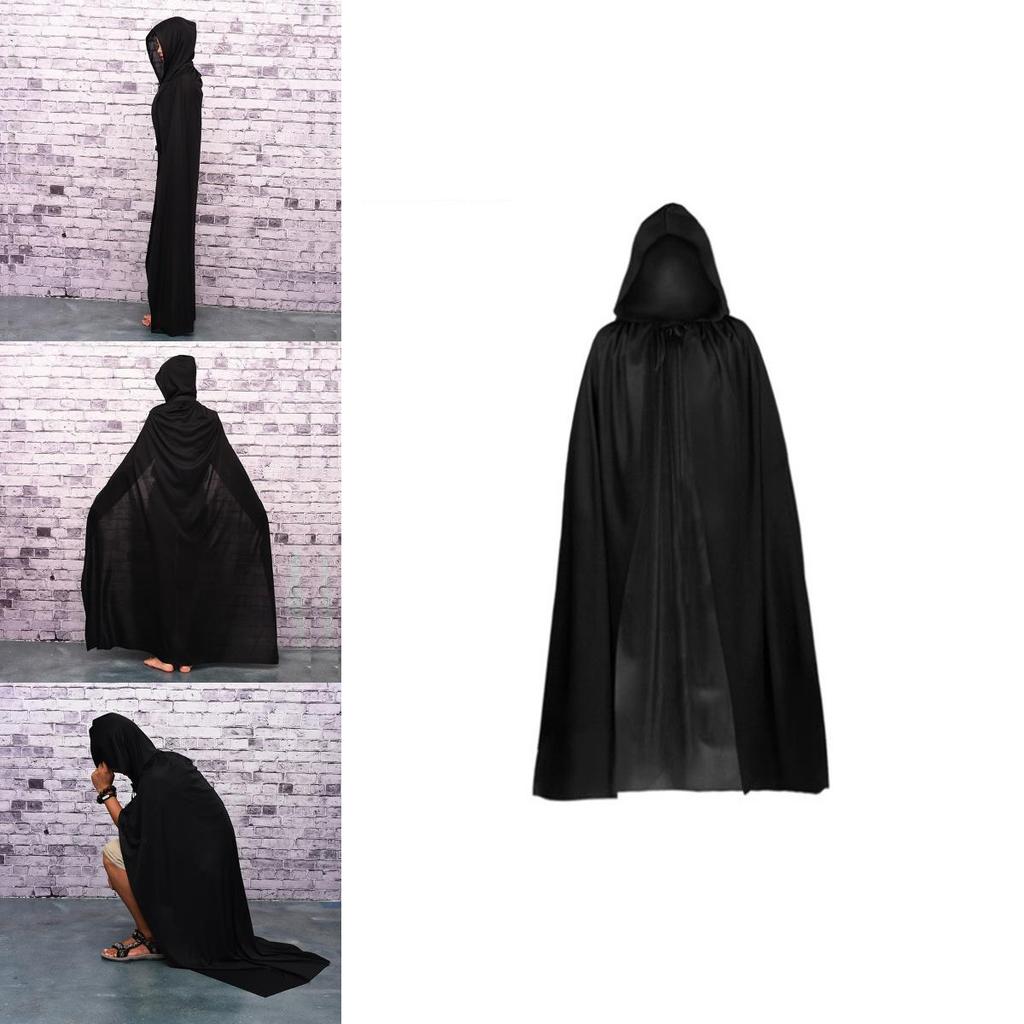Mantello di Halloween Cosplay Mietitore Vampiro Strega Mago Veste Festa Adulti Bambini Mantello Nero Mantello