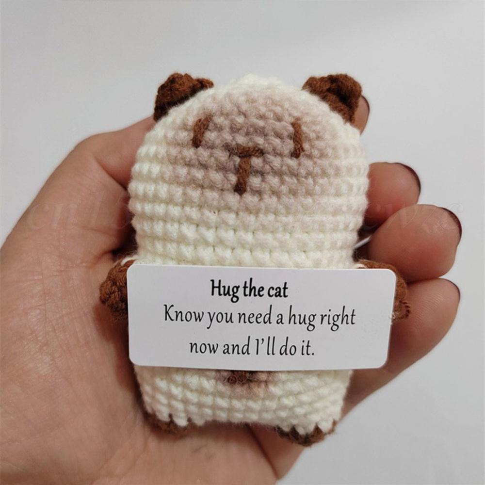 New Crochet Doll Emotional Support Crochet Doll with Positive Affirmation Card Creative Knitting Dolls Knitted Dolls Gifts
