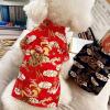 

1Pc Chinese Style Dog Tang Suit Shirt Cotton Soft Pet Spring Festival New Year Shirt Comfortable Dragon/Auspicious Cloud Pattern S красный
