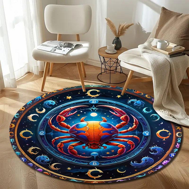 Classic Round Starry Multicolor Rug Mat, Non-Slip Floor Mat for Office