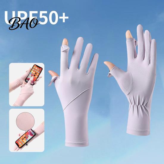 Breathable Summer Driving Gloves Sun Protection Gloves, Ultra Thin Full Finger Anti-Slip UV Palm, Ice Silk for Women Cycling Hiking