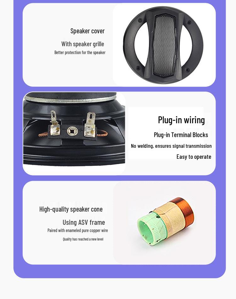 Full-Range Coaxial Car Audio Speaker Set with Tweeter and Subwoofer