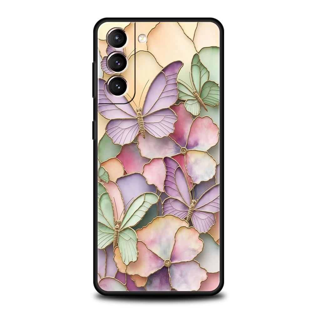 Fashionable Butterfly Flower Pattern Phone Case for Samsung Galaxy S26 S25 S24 S23 S22 S20 S21 FE Ultra S25 Edge Plus Soft TPU