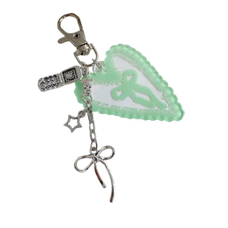 Cute Heart Shaped Keychain With Lace And Bowknot Design Perfect For Keys Bags And Accessories In Multiple Colors