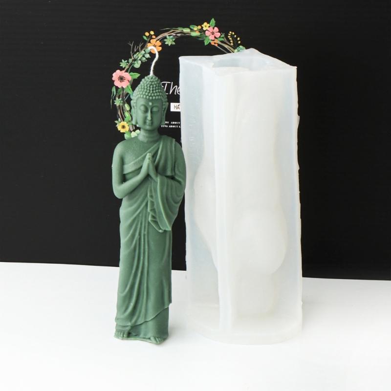 Buddha Statue Candle Resin Mold 3D Buddha Aromatherapy Candle Silicone Mould DIY Gypsum Crafts Making Decorations