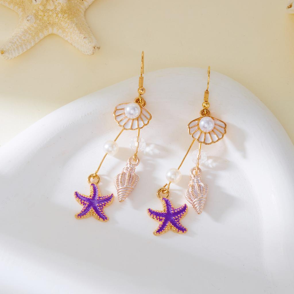 Bohemian Ocean Style Long Earrings for Women Exquisite Handmade Shell Conch Starfish Pendant Earring Summer Beach Party Jewelry