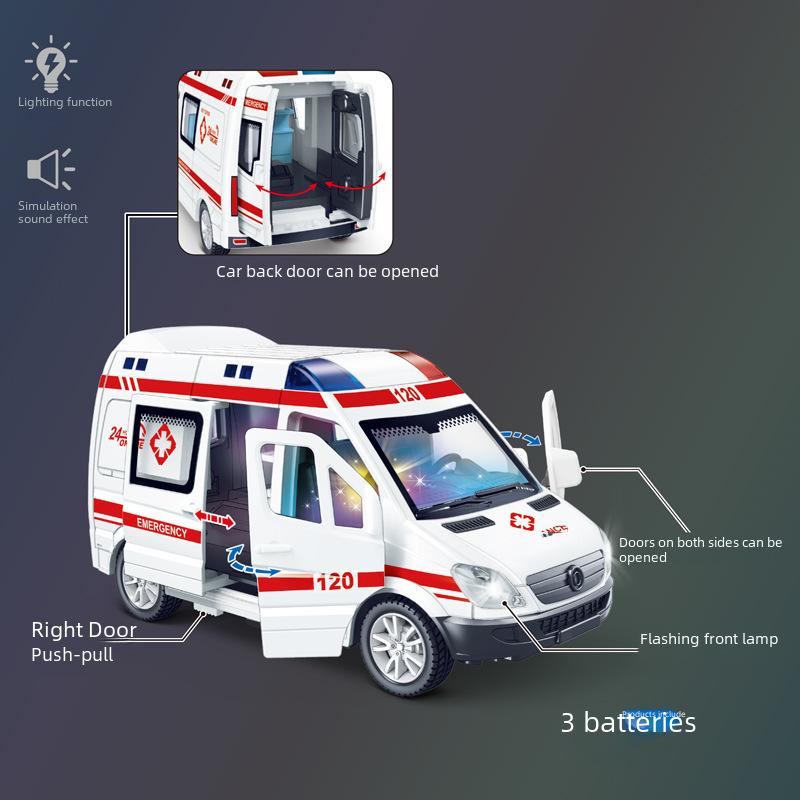 Childrens Rescue Police Car Toy With Inertia Drive And Interactive Sound Light