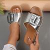 Fashion Plus Size 2025 Summer Women's Open Toe Slippers Hot Sale Buckle Platform Wedges rivet Sandals Outdoor Casual Daily Slippers