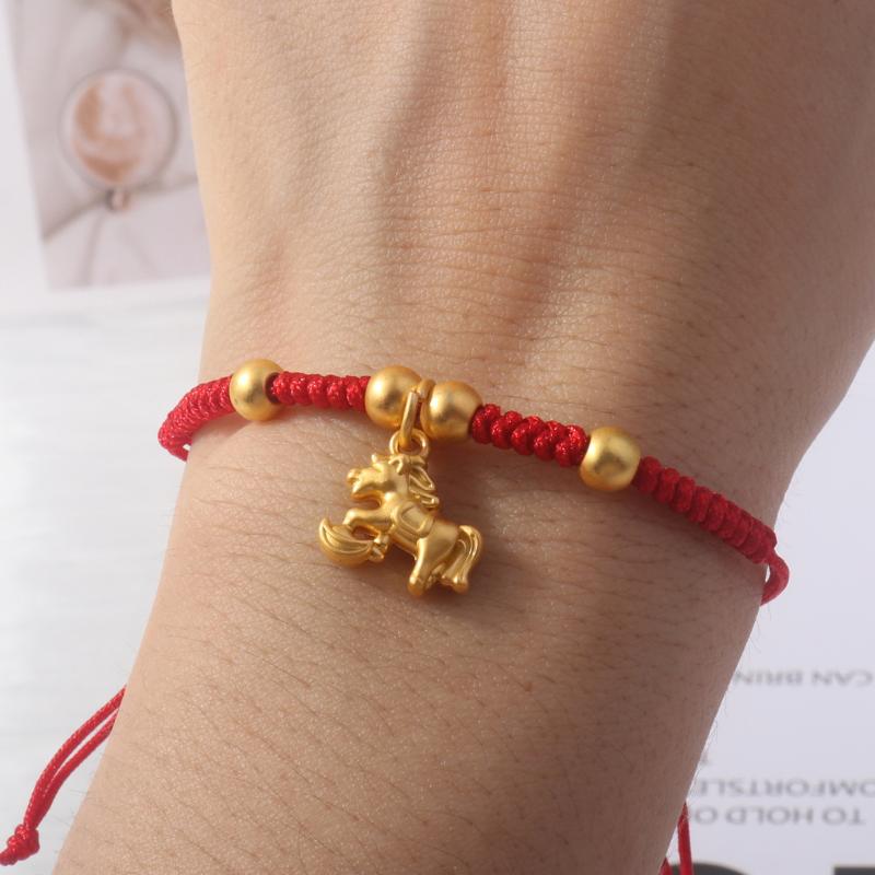 2026 Horse Year Lucky Red Rope Bracelet Chinese Style Zodiac Horse Braided Bracelet Women Fashion Jewelry
