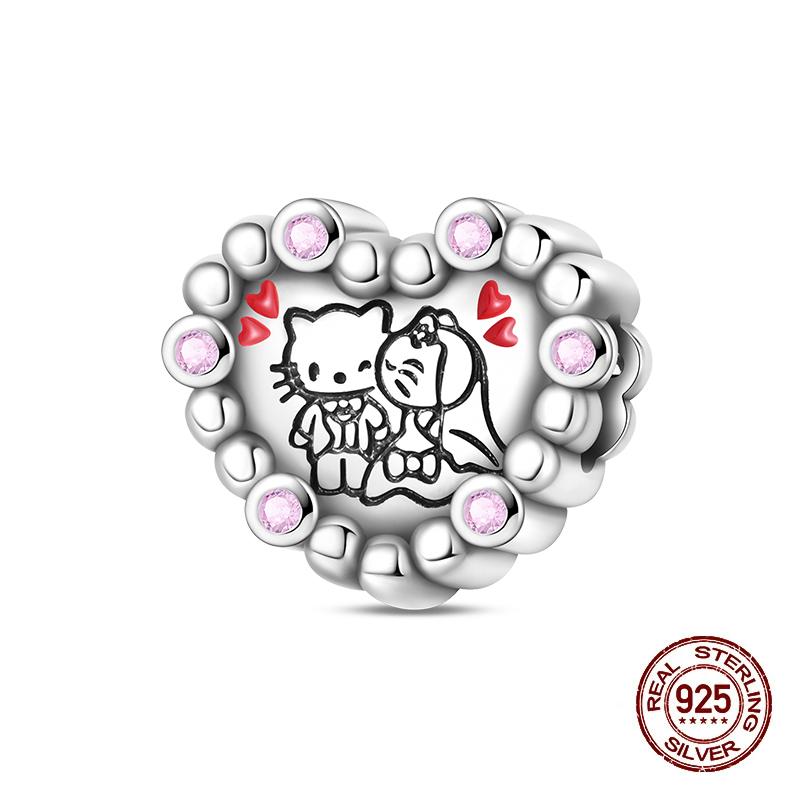 New Copper Charms Beads Pendant Pink Bouquet Love Wedding Proposal Charm For Women Bracelet Engagement Jewelry Gift