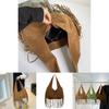 Borsa a Spalla Tote in Camoscio Vintage con Design a Frange e Colore Solido per Uso Quotidiano
