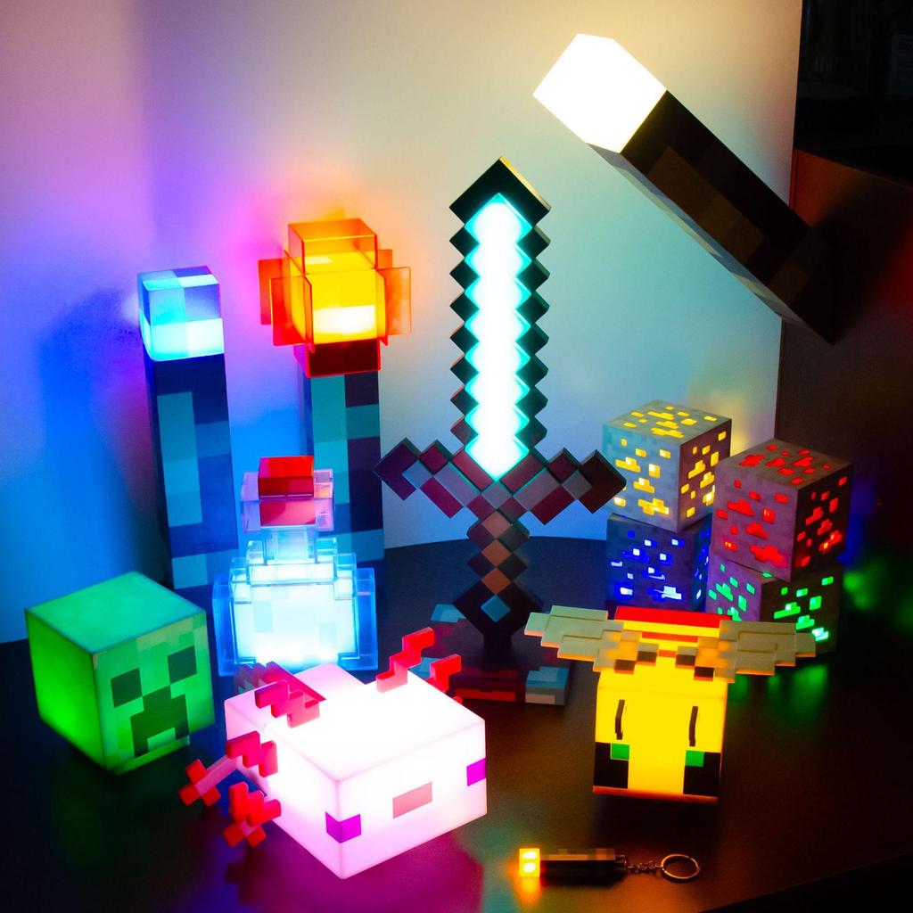 Diamond Ore Lamp - Color-Changing Minecraft Torch & Potion Bottle Night Light Gift