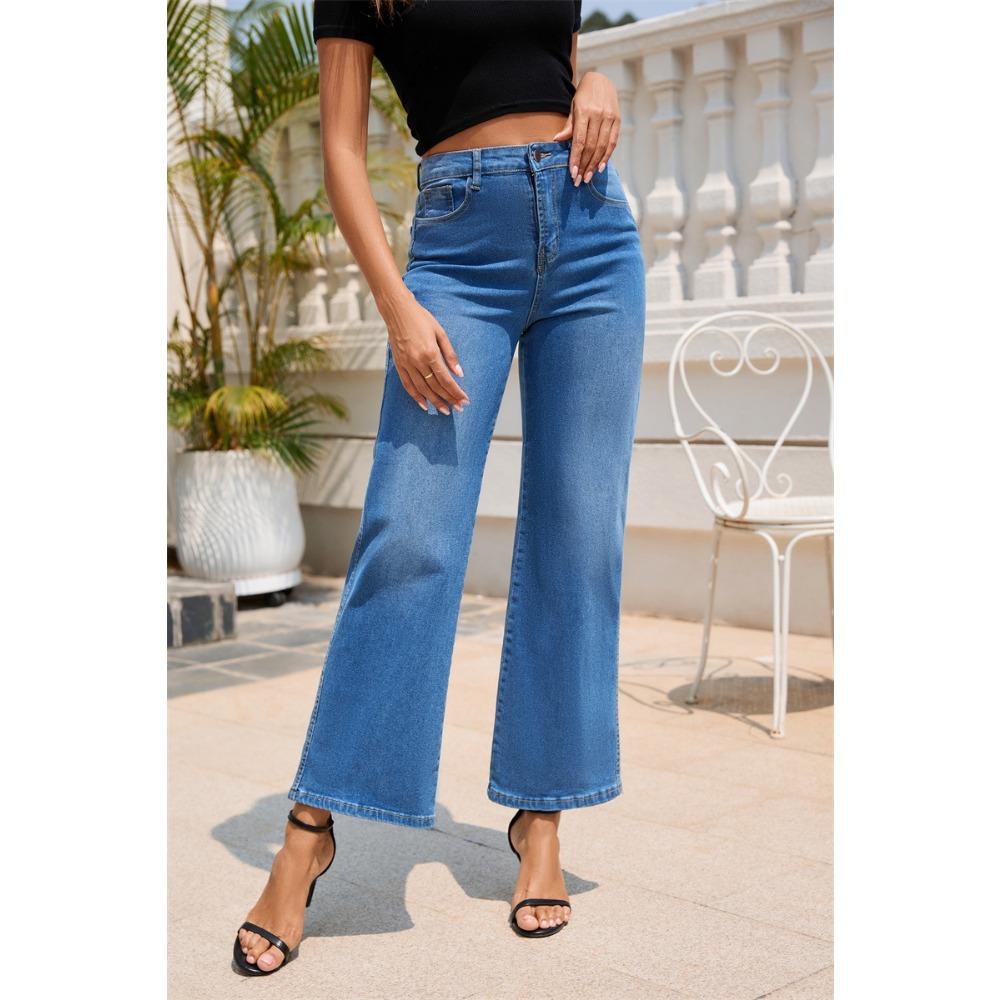 

IHUASU Fashion Casual Stretch Women s Quality Straight Leg High-waisted Denim Pants Trousers XL темно-синий
