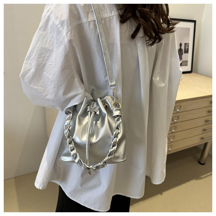 Fashionable Pu Leather Bucket Bag For Women Trendy Spring Summer Shoulder Bag