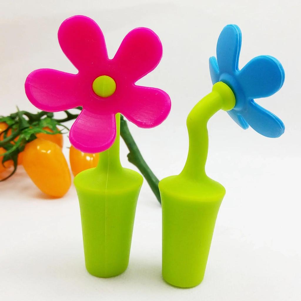 1pc Sun Flower Shape Wine Stopper Silicone Wine Champagne Bottle Stopper For Home Kitchen Bar  ( Color Random )