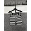 Xiangjia Striped Square Neck Knit Vest - Slim Fit Summer Top