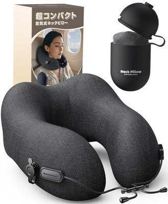 Greneo Neck Pillow [Ultra Mini! Ultra Compact] - Lightweight, Travel Pillow for Airplanes, 360° Ergonomic Design, 2-in-1 Storage & Pump, 10-Second Rap