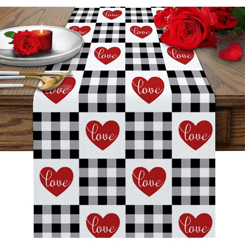 New Geometric Linen Striped Table Runner Modern Minimalist Black and White Plaid Tablecloth Placemat Home Decoration Tea Flag