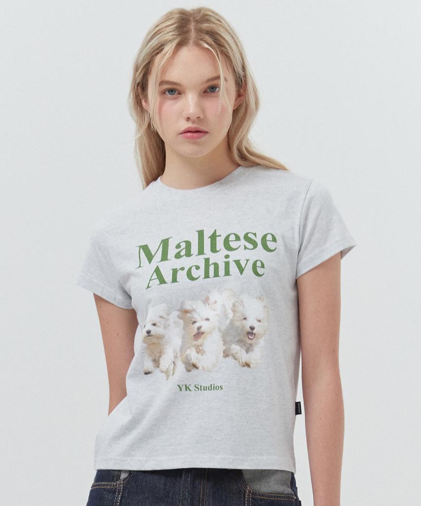 WAIKEI Maltese Archive Short Sleeve T-Shirt Melange White