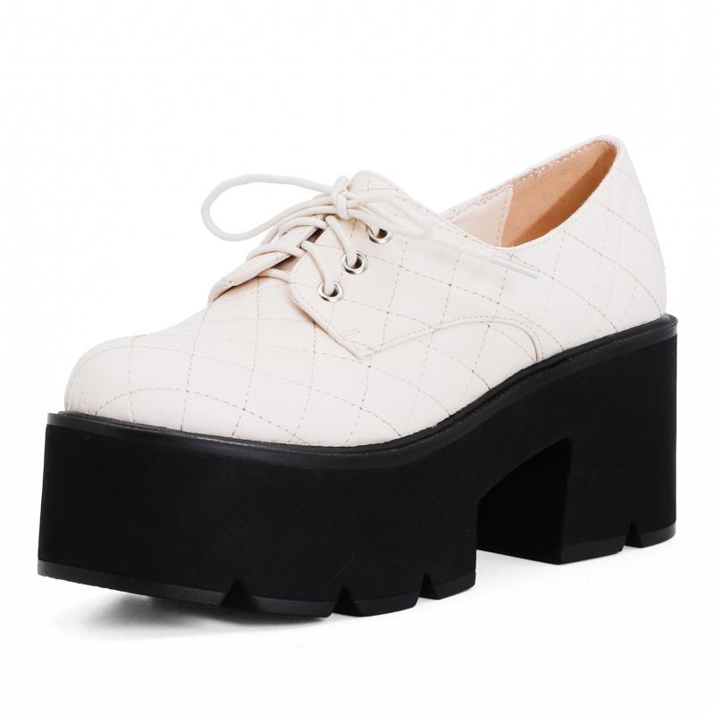 

Women s High Heels Loafers Shoes Platform New 2025 Spring White Black Thick Sole Heeled Party Wedding Shoes Female Large Size 43 35 бежевый
